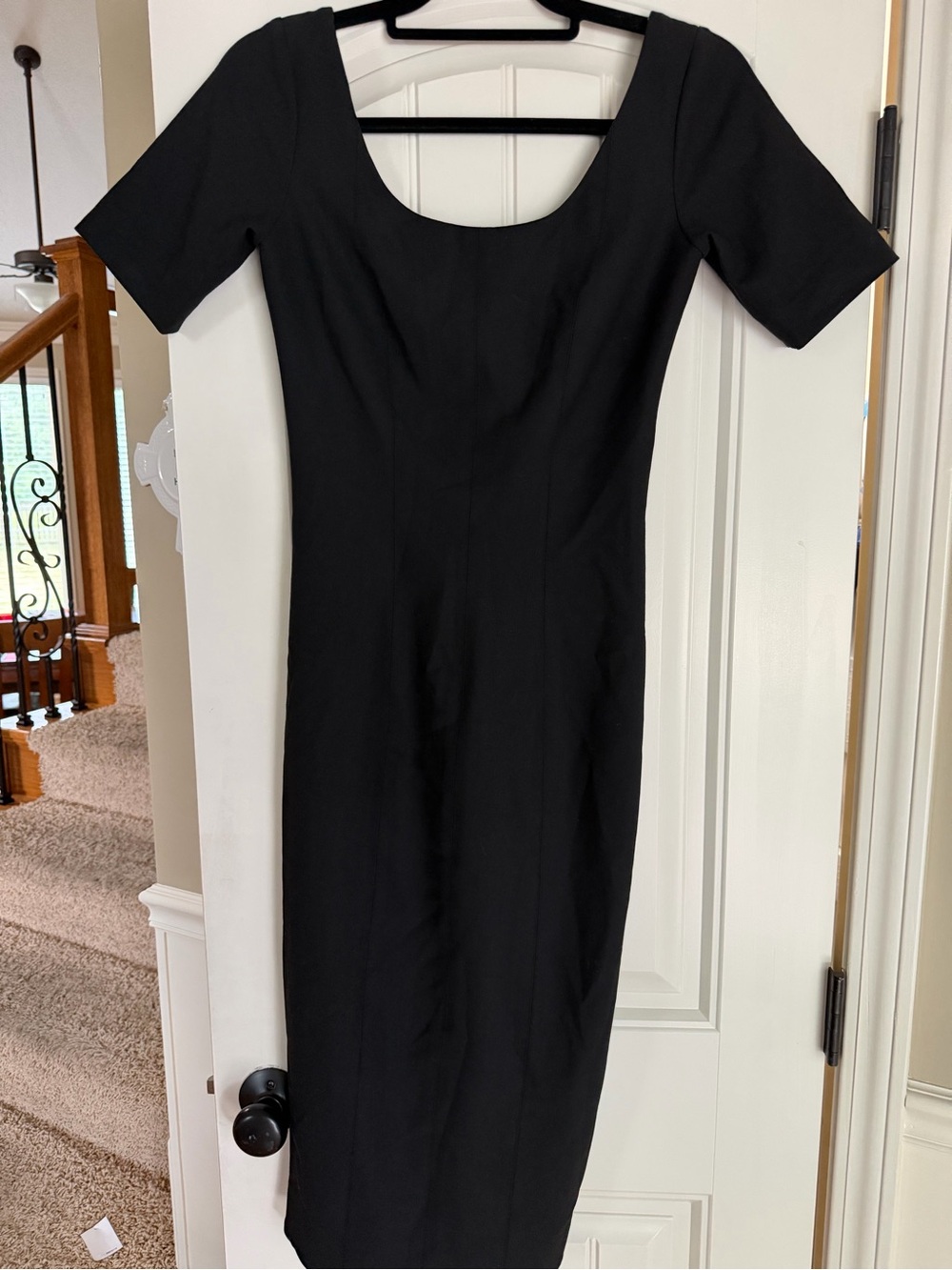 Elizabeth and James Black Scoop-Neck Midi Dress